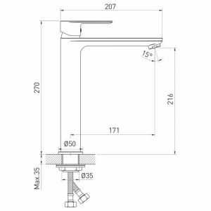 Смеситель для раковины 35k MIXLINE ML26-042 "Лайф" высокий излив (550758) фото 3 Смеситель для раковины 35k MIXLINE ML26-042 "Лайф" высокий излив (550758) фото 3