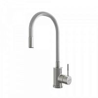 Смеситель для кухни 35k MIXLINE MLSS-0325 СЕРЫЙ гибкий силиконовый излив, п/гайку САТИН (542381)