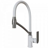 Смеситель для кухни 35k MIXLINE ML33-108 "Сити Уайт" гибкий излив с фикс. бок.ручка БЕЛЫЙ/ХРОМ553223