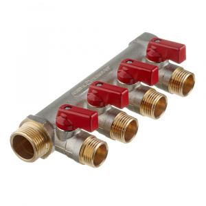 Коллектор 3/4" с шаровыми кранами на 4 вых.1/2" Коллектор 3/4" с шаровыми кранами на 4 вых.1/2"